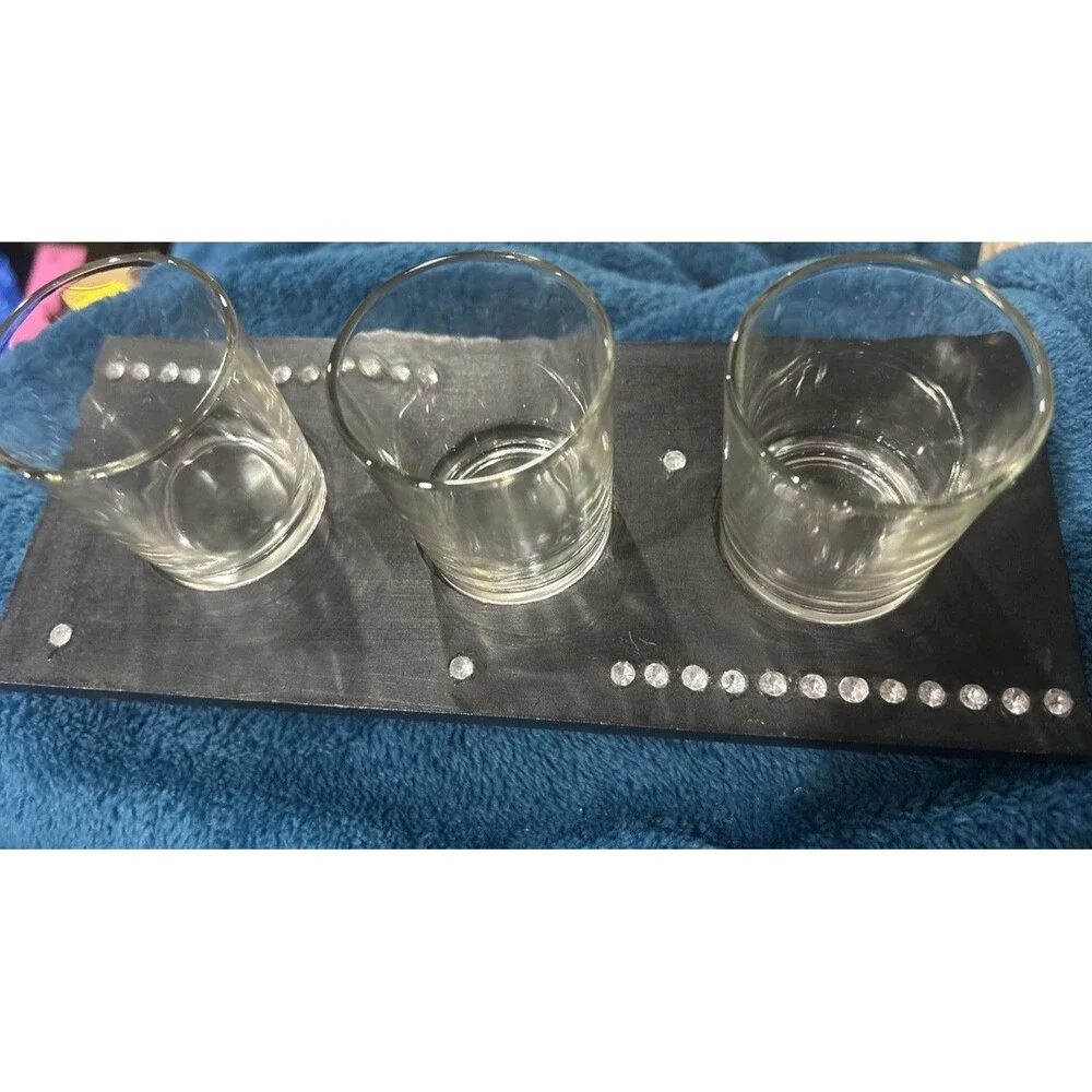 Bourbon Barware Barrel Stave Shot Glass Holder. Shot glasses (3) included